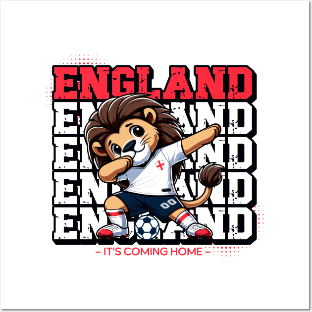 England Soccer Lion Mascot - Patriotic Sports Fan Wall Art by Kicosh